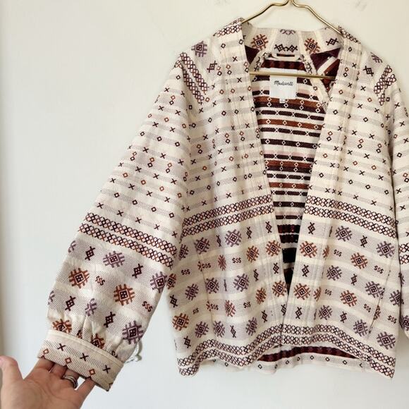 Madewell Aztec Boho Embroidered Kimono Wrap Jacket S - Picture 7 of 12